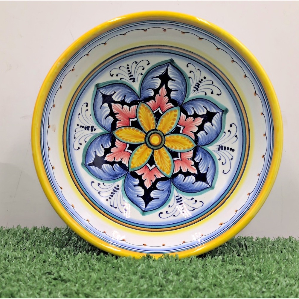 Hand-painted Decorative Traditional Portuguese Ceramic Bowl Mandala Del A Mano